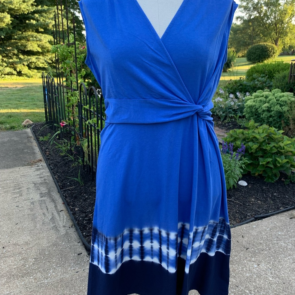 New Lands’ End fit & flare tie dye midi dress